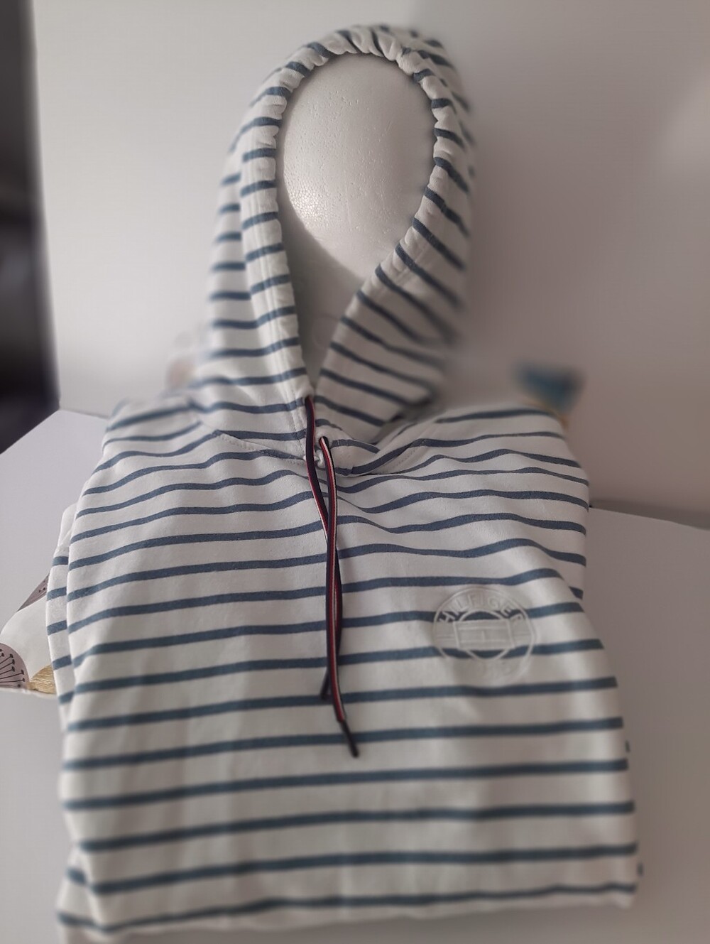 Tommy Hilfiger Men's Adaptive Stripe Drawstring Hoodie in Bright White